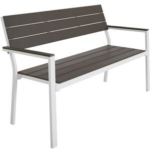 tectake Gartenbank Line 2-Sitzer mit Aluminiumrahmen 128x59x88cm - hellgrau/weiß