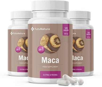 FutuNatura 3x Maca 20:1 Extra Strong, zusammen 360 Kapseln