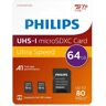 Philips Speicherkarte »MicroSDXC UHS-I CL10 U1 2er Pack 64GB«, (UHS-I Class 10 80 MB/s Lesegeschwindigkeit) schwarz 64 GB 64 GB unisex