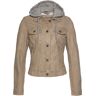 Freaky Nation Lederjacke »Exited-FN«, mit Kapuze, mit abnehmbarem Kapuzen-Sweateinsatz beige XS (34) weiblich