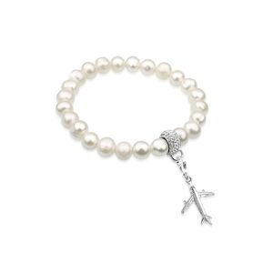 Nenalina Perlenarmband »Flugzeug Perlen Kristalle 925 Silber« silberfarben 16 cm