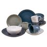 CreaTable Kombiservice »Geschirr-Set NATURE COLLECTION Nordic Style«, (Set, 16 tlg., Kaffeeservice und Tafelservice im Set, für 4 Personen) blau  unisex