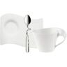 Villeroy & Boch Cappuccinotasse »New Wave Cafè«, (Set, 3 tlg., 1 Cappuccino-Obertasse-1 Kaffeeuntertasse-1 Kaffeelöffel) weiß Ø 9,5 cm x 8,5 cm Ø 9,5 cm x 8,5 cm unisex