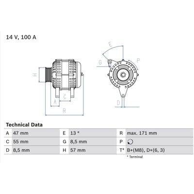 Bosch 0 986 040 370 Generator - 14V 100A für Volvo 850, V70 I, V40 Bosch 0 986 040 370 Generator - 14V 100A für Volvo 850, V70 I, V40