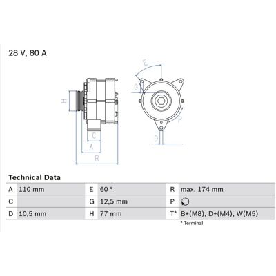 Bosch 0 986 039 790 Generator - 28V 80A für Mercedes-Benz Actros Bosch 0 986 039 790 Generator - 28V 80A für Mercedes-Benz Actros