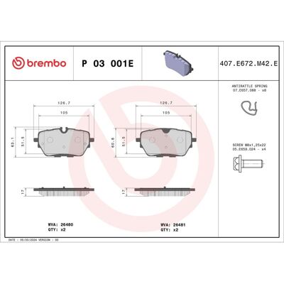 BREMBO P 03 001E - Bremsbeläge BREMBO P 03 001E - Bremsbeläge
