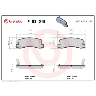 Bremsbelagsatz BREMBO P 83 015 Bremsbelagsatz BREMBO P 83 015
