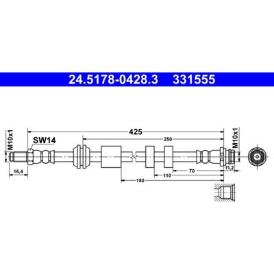 Volvo XC60 Bremsschlauch - Länge 425mm M10x1 Volvo XC60 Bremsschlauch - Länge 425mm M10x1