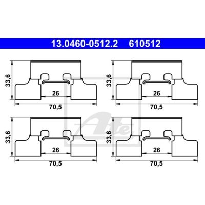 ATE Modell 13.0460-0512.2 Hintere Bremsbeläge für Jaguar S-Typ & XJ ATE Modell 13.0460-0512.2 Hintere Bremsbeläge für Jaguar S-Typ & XJ