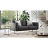 sofanella Lounge Design Leder 2-Sitzer Sofa MARETO Luxus Ledersofa 130x78x70cm Schwarz