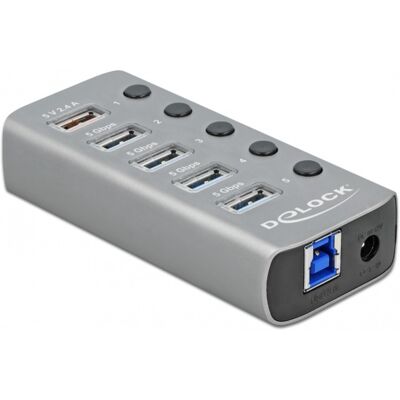 Delock USB 3.2 Gen 1 Hub mit 4 Ports + 1 Schnellladeport, USB-Hub Delock USB 3.2 Gen 1 Hub mit 4 Ports + 1 Schnellladeport, USB-Hub