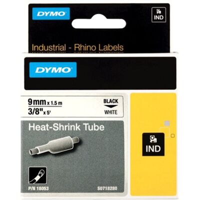 Dymo Rhino IND ORIGINAL Heißschrumpfschlauch 9mm x 1,5m, schwarz auf weiß, Etiketten- Schrumpfschlauch Dymo Rhino IND ORIGINAL Heißschrumpfschlauch 9mm x 1,5m, schwarz auf weiß, Etiketten- Schrumpfschlauch