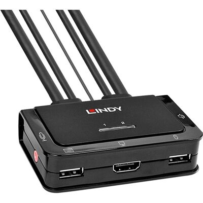Lindy 2 Port Kabel KVM Switch, HDMI 4K60, USB 2.0 & Audio, KVM-Switch Lindy 2 Port Kabel KVM Switch, HDMI 4K60, USB 2.0 & Audio, KVM-Switch