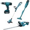 Makita Akku-Kombo-Kit DLX4093, Heckenschere, Rasentrimmer, Schlagbohrschrauber, Sauger