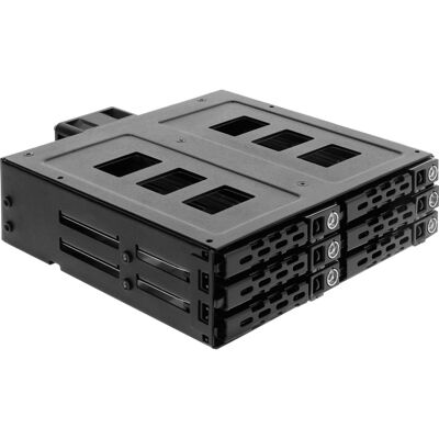 Delock 5.25″ Wechselrahmen für 6 x 2.5″ SATA oder SAS HDD / SSD mit Schloss, Einbaurahmen Delock 5.25″ Wechselrahmen für 6 x 2.5″ SATA oder SAS HDD / SSD mit Schloss, Einbaurahmen