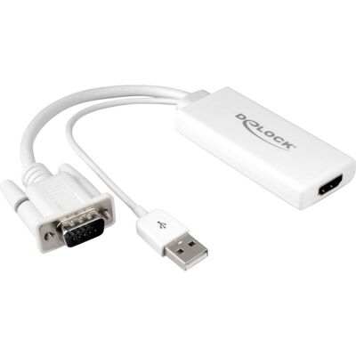 Delock USB 2.0 Adapter, USB-A + VGA Stecker > HDMI Buchse Delock USB 2.0 Adapter, USB-A + VGA Stecker > HDMI Buchse