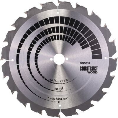 Bosch PRO Construct Wood Kreissägeblatt, Ø 315mm, 20Z Bosch PRO Construct Wood Kreissägeblatt, Ø 315mm, 20Z