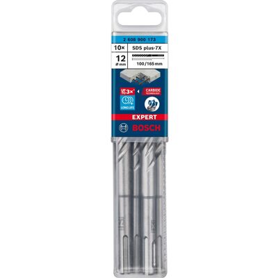 Bosch EXPERT Hammerbohrer SDS-plus-7X, Ø 12mm, 10 Stück Bosch EXPERT Hammerbohrer SDS-plus-7X, Ø 12mm, 10 Stück