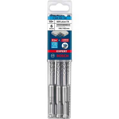 Bosch EXPERT Hammerbohrer SDS-plus-7X, Ø 6mm, 10 Stück Bosch EXPERT Hammerbohrer SDS-plus-7X, Ø 6mm, 10 Stück