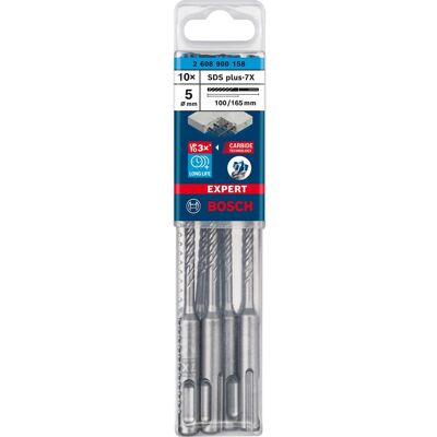 Bosch EXPERT Hammerbohrer SDS-plus-7X, Ø 5mm, 10 Stück Bosch EXPERT Hammerbohrer SDS-plus-7X, Ø 5mm, 10 Stück