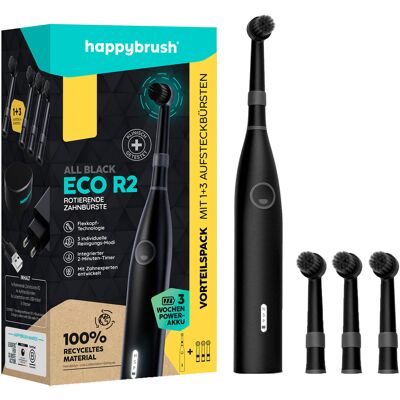 happybrush Eco R2 Allblack - Elektrische Zahnbürste mit 3 Modi happybrush Eco R2 Allblack - Elektrische Zahnbürste mit 3 Modi