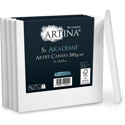 Artina Keilrahmen Leinwand Akademie 15x15cm 5er Set Artina Keilrahmen Leinwand Akademie 15x15cm 5er Set