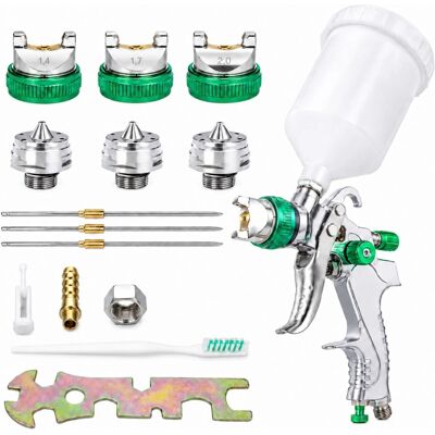 TRUTZHOLM HVLP Lackierpistole mit 3 Edelstahldüsen 1,4mm 1,7mm 2,0mm 600ml Becher TRUTZHOLM HVLP Lackierpistole mit 3 Edelstahldüsen 1,4mm 1,7mm 2,0mm 600ml Becher