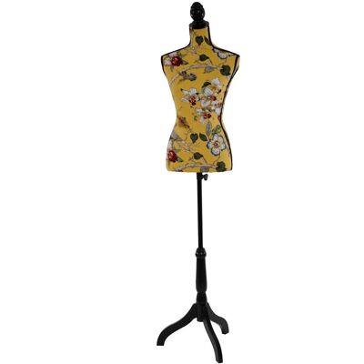 MCW Schneiderpuppe T222 Torso Weiblich Fiberglas Gelb mit Blumen MCW Schneiderpuppe T222 Torso Weiblich Fiberglas Gelb mit Blumen