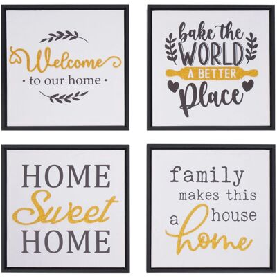 MCW 4er-Set Wandbild N96 Sprüche Sweet Home Welcome World Family Leinwand 30x30cm MCW 4er-Set Wandbild N96 Sprüche Sweet Home Welcome World Family Leinwand 30x30cm