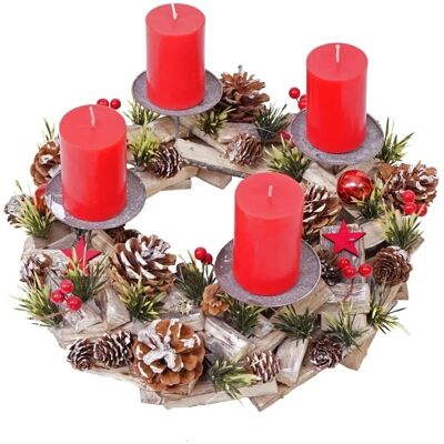 MCW Adventskranz H50 Holz Inkl. 4x Kerzen Rot MCW Adventskranz H50 Holz Inkl. 4x Kerzen Rot