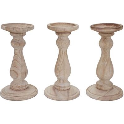 MCW 3er Set Kerzenständer T361 Shabby-Look Vintage Höhe 24cm Naturbraun MCW 3er Set Kerzenständer T361 Shabby-Look Vintage Höhe 24cm Naturbraun
