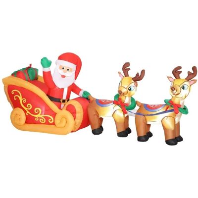 Outsunny Aufblasbar Weihnachtsdeko Polyester 240L x 75B x 100H cm Rot+Braun Outsunny Aufblasbar Weihnachtsdeko Polyester 240L x 75B x 100H cm Rot+Braun