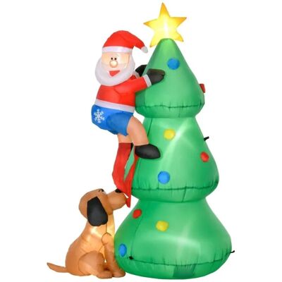 HOMCOM Aufblasbarer Weihnachtsbaum mit Weihnachtsmann und Hund HOMCOM Aufblasbarer Weihnachtsbaum mit Weihnachtsmann und Hund