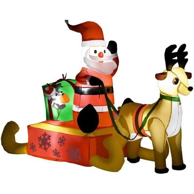HOMCOM Aufblasbar Weihnachtsdeko Polyester 190L x 72B x 122H cm Rot HOMCOM Aufblasbar Weihnachtsdeko Polyester 190L x 72B x 122H cm Rot