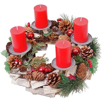 MCW Adventskranz H49 Holz Inkl. 4x Kerzen Rot MCW Adventskranz H49 Holz Inkl. 4x Kerzen Rot