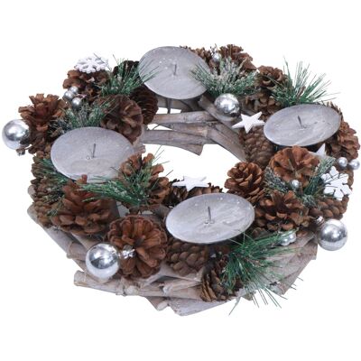 MCW Adventskranz M15 Holz Silber Ø 32cm ohne Kerzen MCW Adventskranz M15 Holz Silber Ø 32cm ohne Kerzen