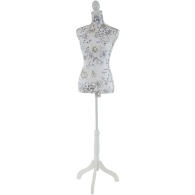 MCW Schneiderpuppe T222 Torso Weiblich Fiberglas Weiß mit Blumen MCW Schneiderpuppe T222 Torso Weiblich Fiberglas Weiß mit Blumen
