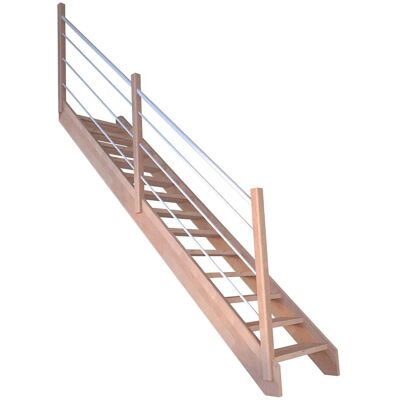 StarWood Treppen Treppe Mykonos Pro Buche Ger. 90 cm Holz-Edelstahl-Geländer Weiß L FSC® StarWood Treppen Treppe Mykonos Pro Buche Ger. 90 cm Holz-Edelstahl-Geländer Weiß L FSC®