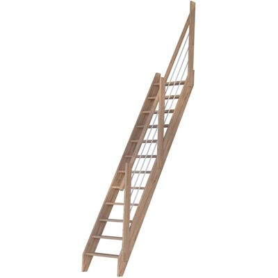 StarWood Treppen StarWood Treppe Eiche 3000 Holz-Edelstahl-Geländer Weiß Basic FSC® StarWood Treppen StarWood Treppe Eiche 3000 Holz-Edelstahl-Geländer Weiß Basic FSC®