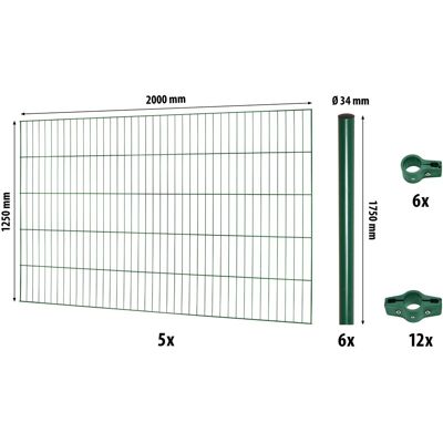Floraworld Einstabmattenzaun-Set Classic Grün 125 cm x 1000 cm Floraworld Einstabmattenzaun-Set Classic Grün 125 cm x 1000 cm