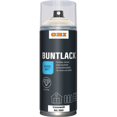 OBI Buntlack Spray RAL 9001 Cremeweiß seidenmatt 400 ml OBI Buntlack Spray RAL 9001 Cremeweiß seidenmatt 400 ml