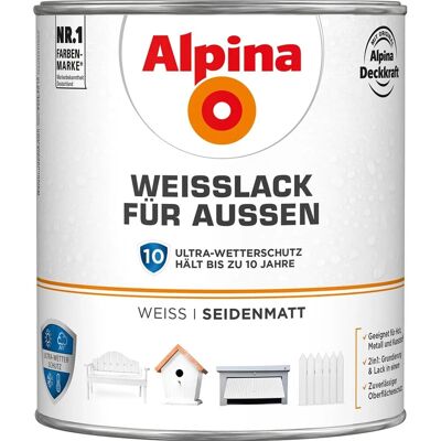 Alpina Weißlack für Außen seidenmatt 2 Liter Alpina Weißlack für Außen seidenmatt 2 Liter