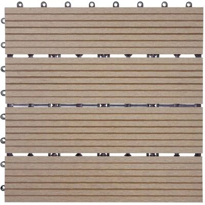 MCW WPC Bodenfliese Sarthe Holzoptik Balkon/Terrasse 11x Je 30x30cm - 1qm Basis Teak Linear MCW WPC Bodenfliese Sarthe Holzoptik Balkon/Terrasse 11x Je 30x30cm - 1qm Basis Teak Linear