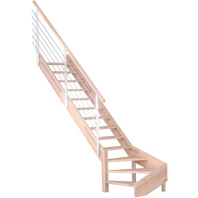 StarWood Treppen Treppe Mykonos Pro Buche Gew. L 90 cm Holz-Edelstahl-Geländer Weiß FSC® StarWood Treppen Treppe Mykonos Pro Buche Gew. L 90 cm Holz-Edelstahl-Geländer Weiß FSC®