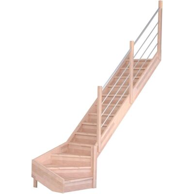 StarWood Treppen Treppe Mykonos Pro Buche Gew. R 80 cm Setzstufen Holz-Edelstahl-Geländer FSC® StarWood Treppen Treppe Mykonos Pro Buche Gew. R 80 cm Setzstufen Holz-Edelstahl-Geländer FSC®