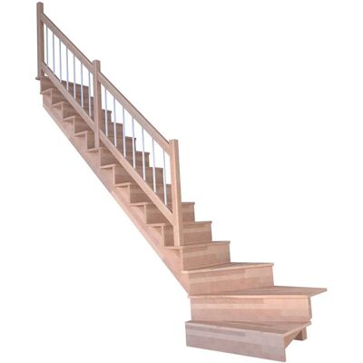 StarWood Treppen Treppe Lindos Buche Gew. L Setzstufen 80 cm Holz-Edelstahl-Geländer Weiß FSC® StarWood Treppen Treppe Lindos Buche Gew. L Setzstufen 80 cm Holz-Edelstahl-Geländer Weiß FSC®