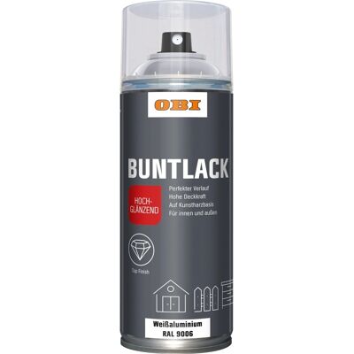 OBI Buntlack Spray RAL 9006 Weißalu hochglänzend 400 ml OBI Buntlack Spray RAL 9006 Weißalu hochglänzend 400 ml