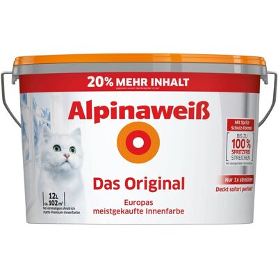 Alpina Wandfarbe Alpinaweiß Das Original Weiß Matt 12 l Alpina Wandfarbe Alpinaweiß Das Original Weiß Matt 12 l