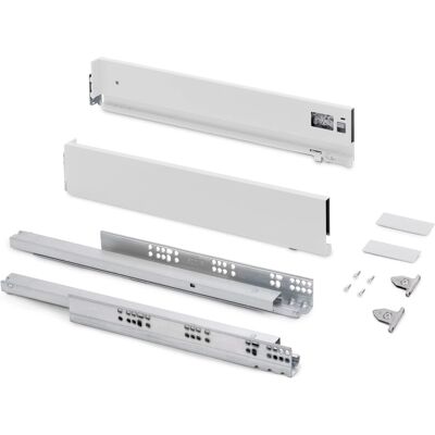 Emuca Aussenschublade Vertex mit 3D Regelung Höhe 93 mm 40 kg Tiefe 400 mm Stahl Weiß Lackiert Emuca Aussenschublade Vertex mit 3D Regelung Höhe 93 mm 40 kg Tiefe 400 mm Stahl Weiß Lackiert