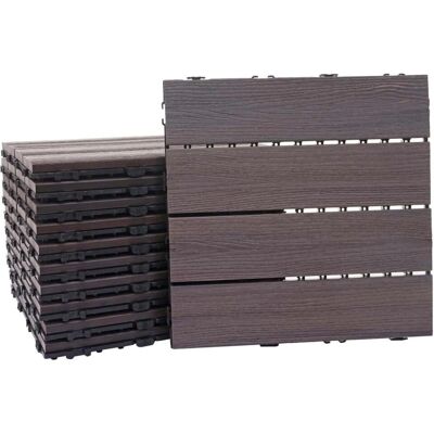MCW WPC Bodenfliese E20 Holzoptik Balkon/Terrasse 3D-Struktur Linear 11x Je 30x30cm - 1qm Geprägt Gr MCW WPC Bodenfliese E20 Holzoptik Balkon/Terrasse 3D-Struktur Linear 11x Je 30x30cm - 1qm Geprägt Gr